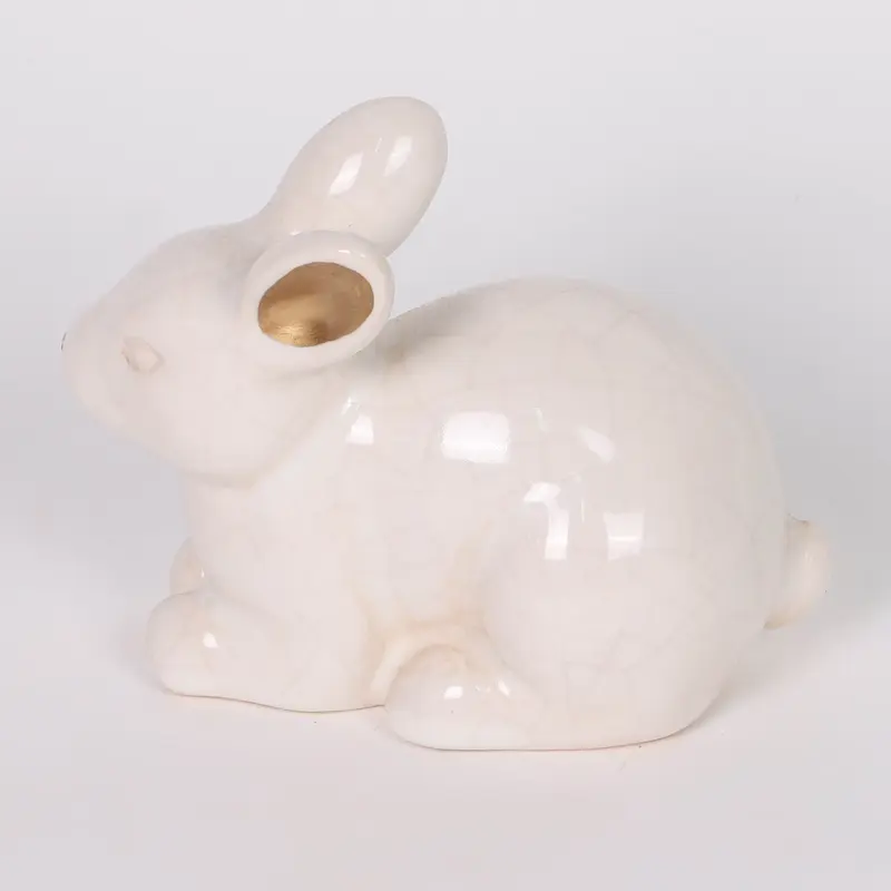 Textured Ceramic bunny with crack patterns