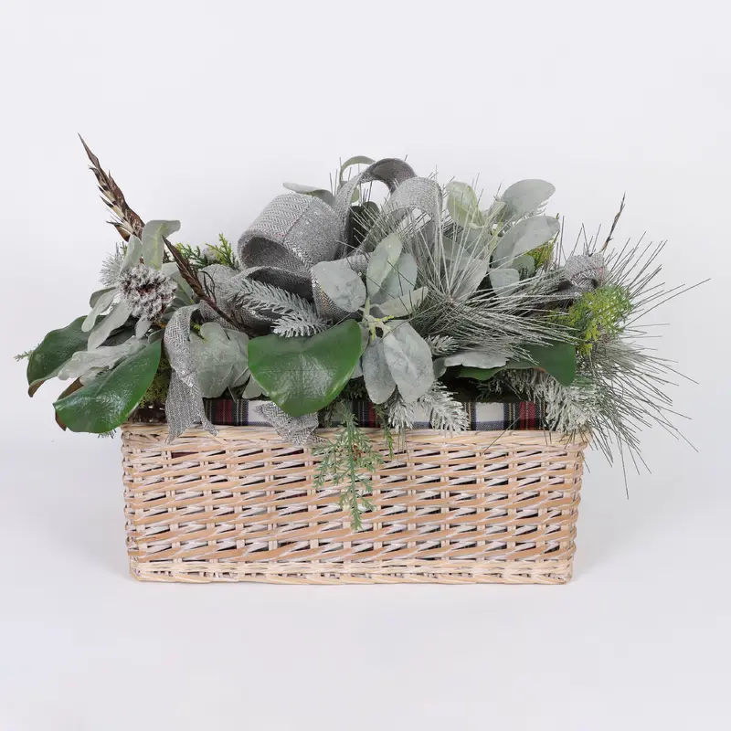 Bamboo pot with decorative floral arrangements