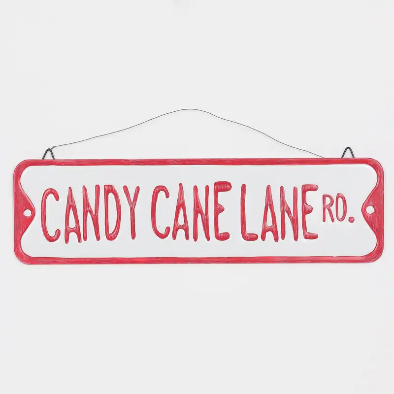 Candy Cane Land metal signage decor
