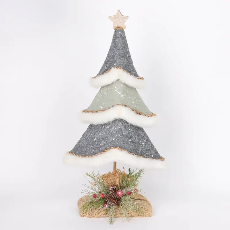 Cotton smeared glittered tabletop tree
