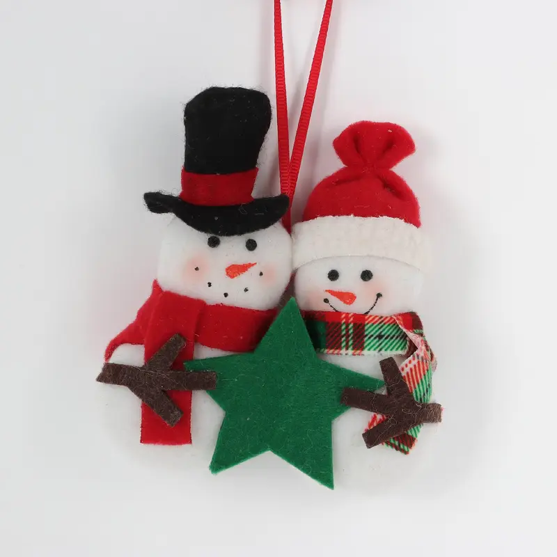 Couple snowmen ornament with star