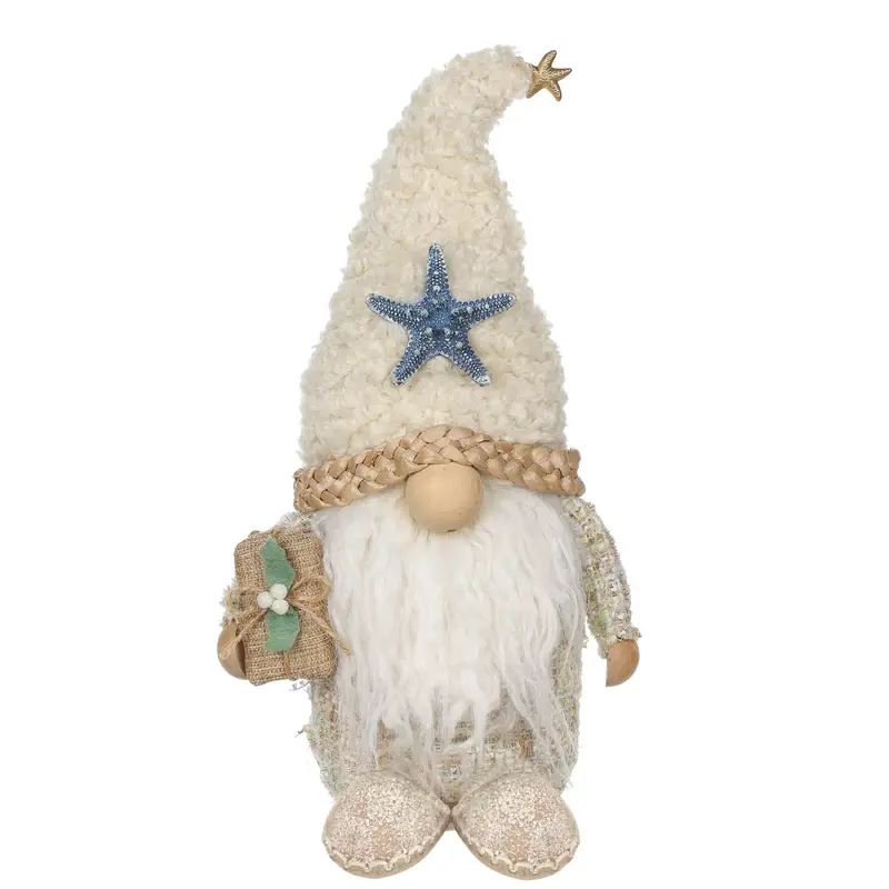 Fabric gnome holding wreath