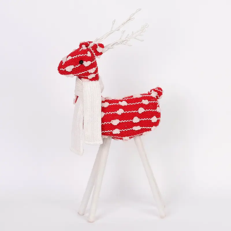 Red reindeer plush with white scarf