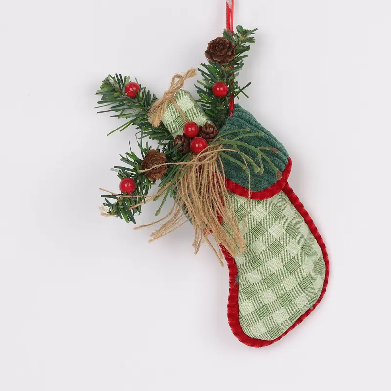 Stockings with evergreens and berries ornament