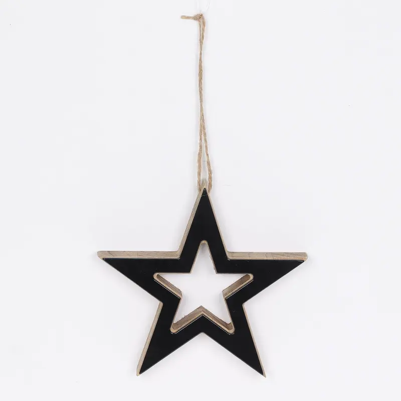 Wooden black star ornament