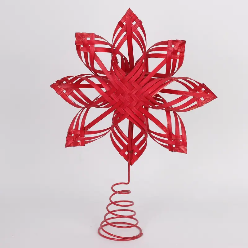 Bamboo knitted red star tree topper
