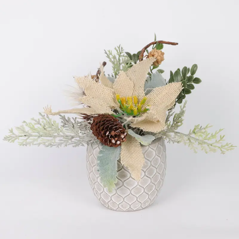Floral arrangements in polyresin pot