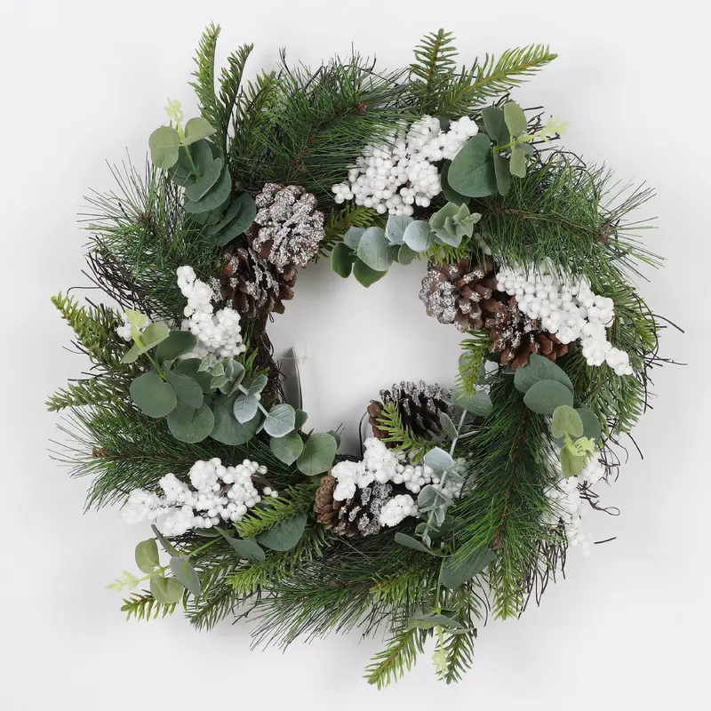 PVC decorative wreath with floral arrangements