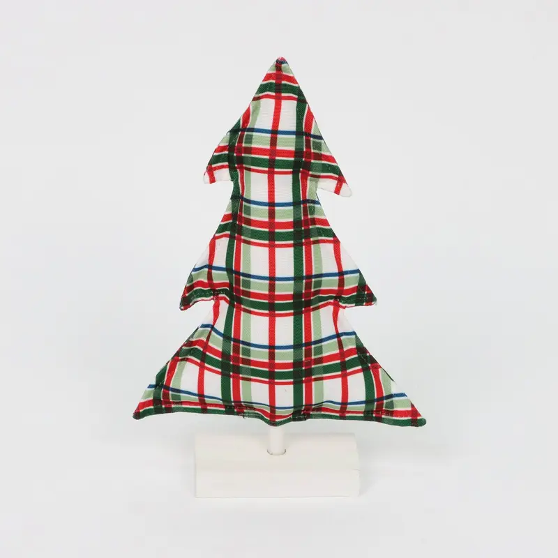 Red green and white stuffed cotton Christmas tree