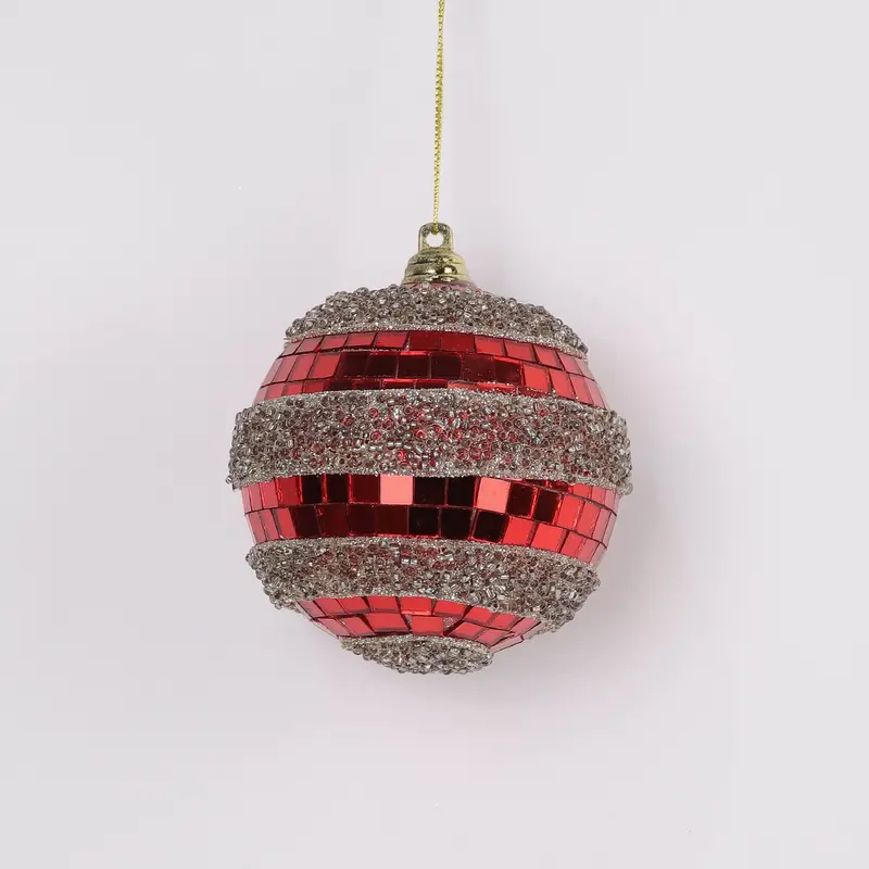 Red mirror balls with beads
