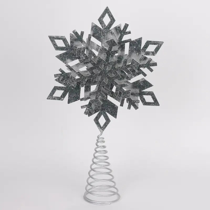Shinny silver snowflake tree topper