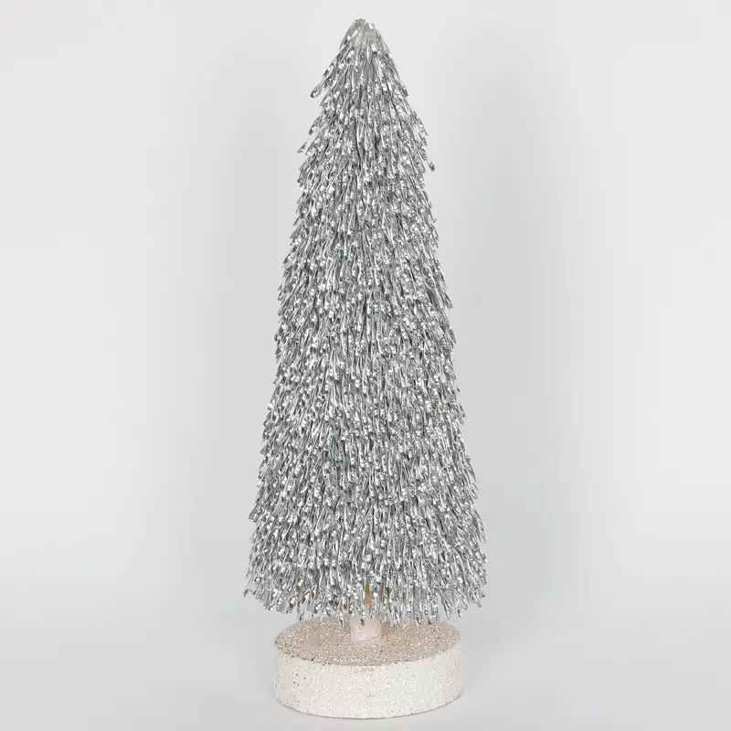 Silver flocked siseltabletop tree