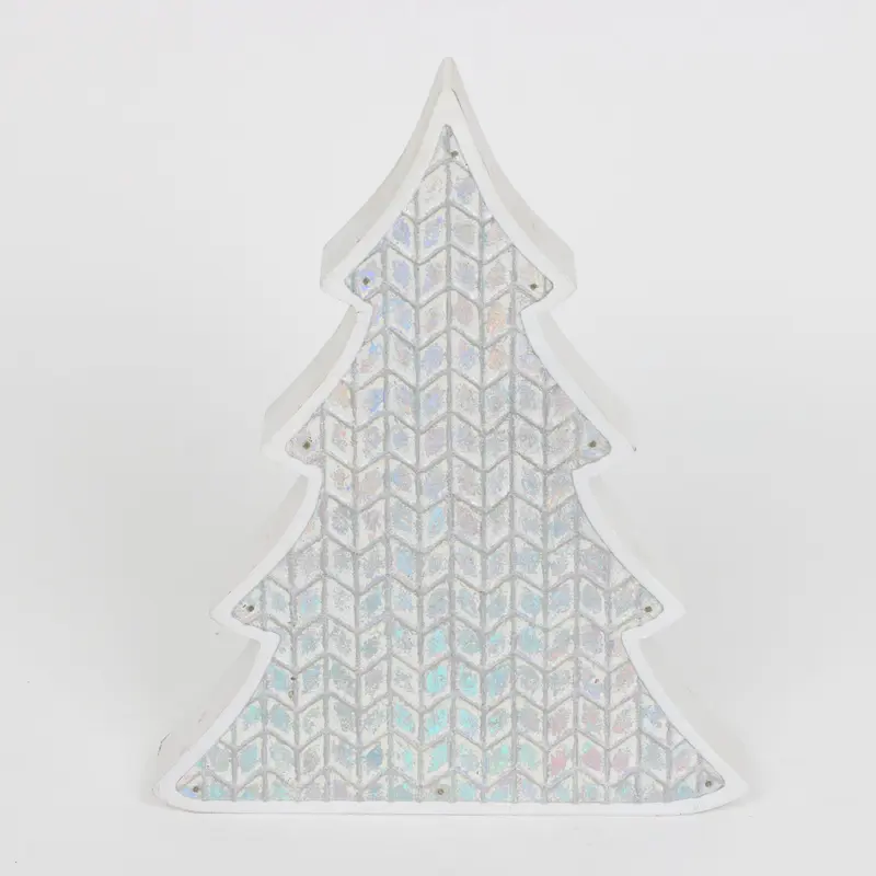 Wooden base with glittered metal plate tabletop tree