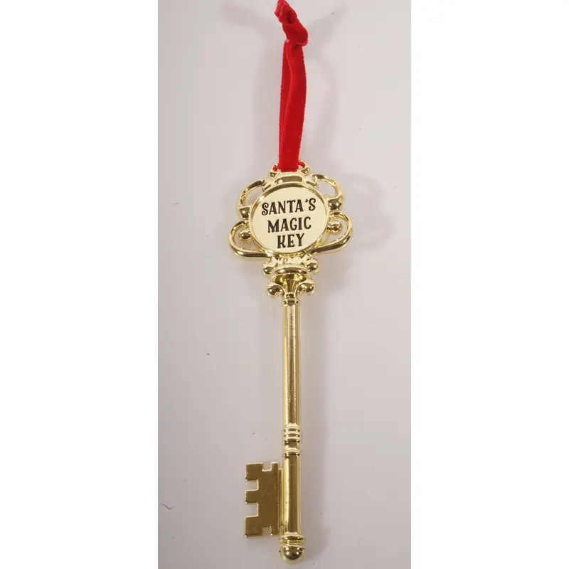 6 HT Golden Metal Santa Magic Key Ornament