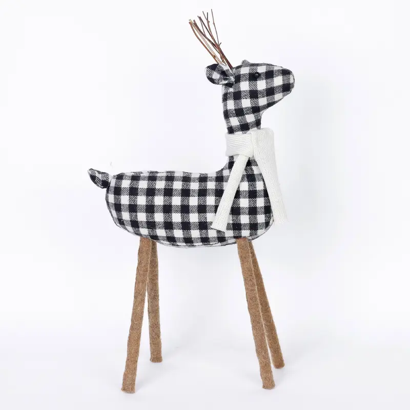 Black and white checkered reindeer plush