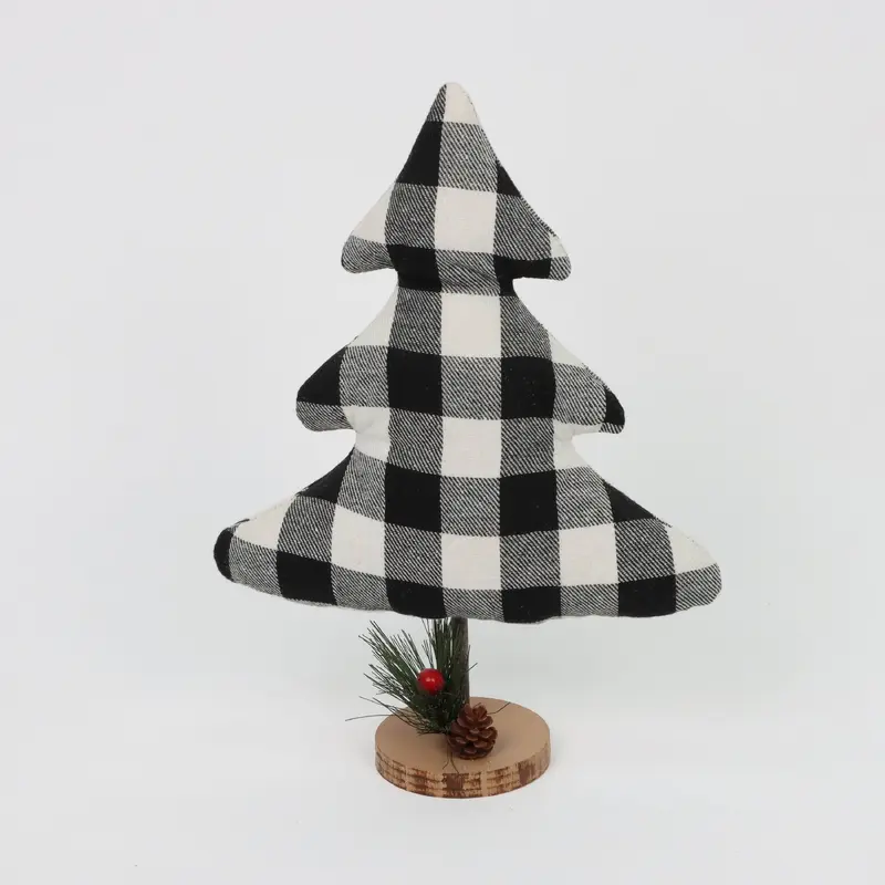 Black and white checkeredstuffed cotton tabletop tree