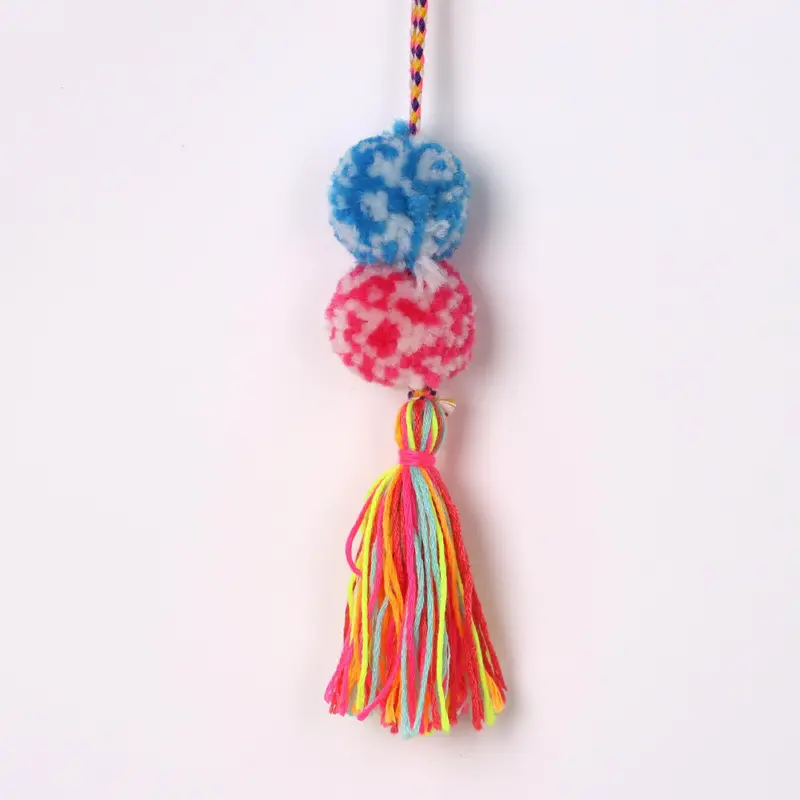 Blue and pink pompom ornament