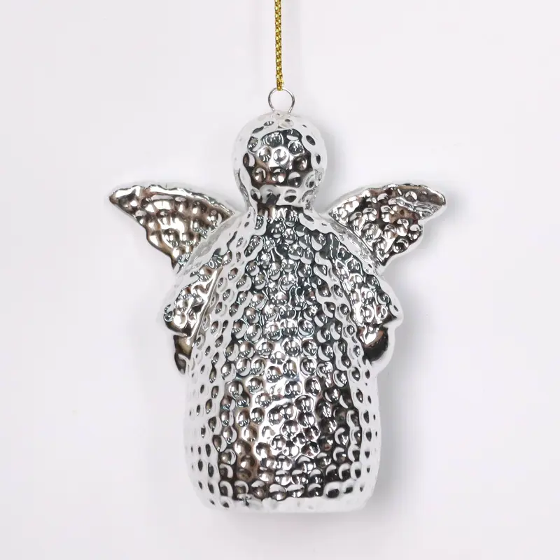 Ceramic shinny silver angel ornament