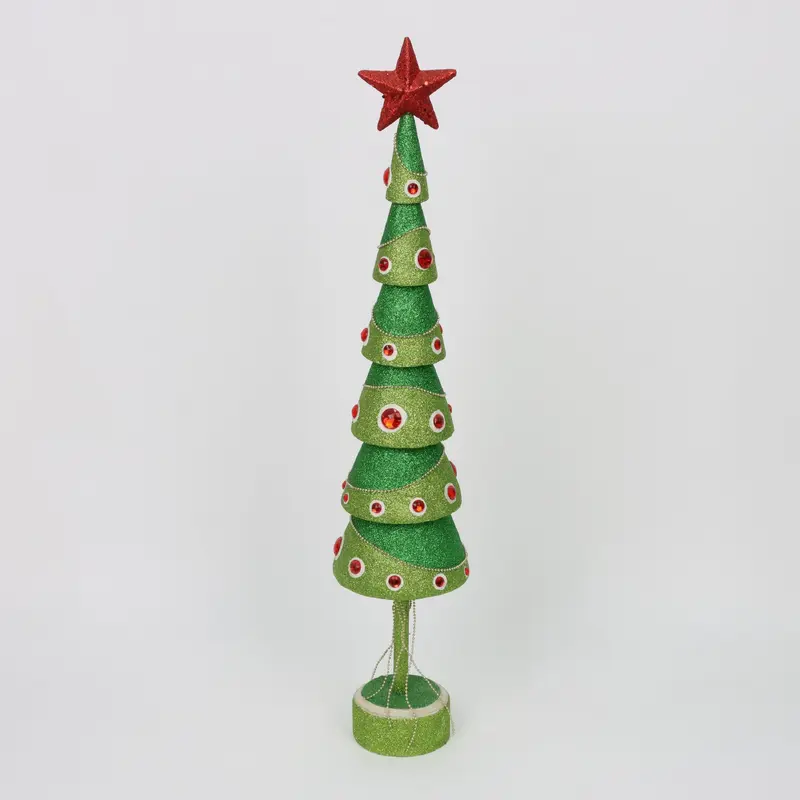Colorful light green Christmas tree with jewelry pieces