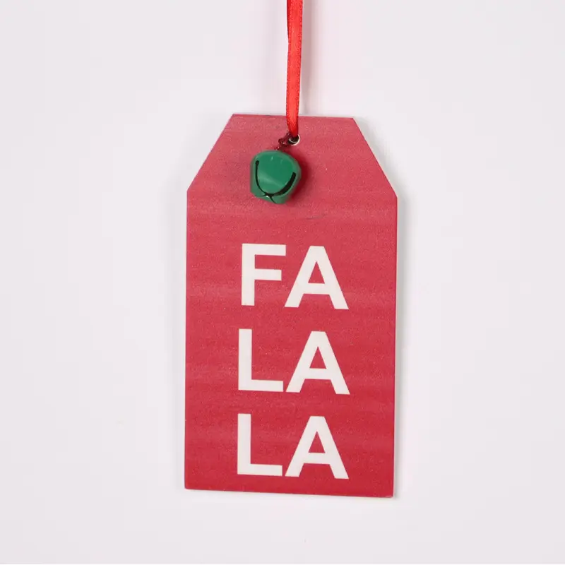 "Falalala" red tag ornament