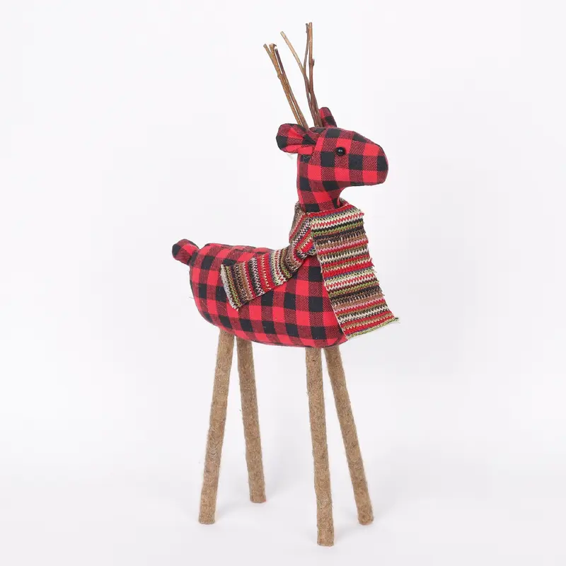 Flannel red and black reindeer plush