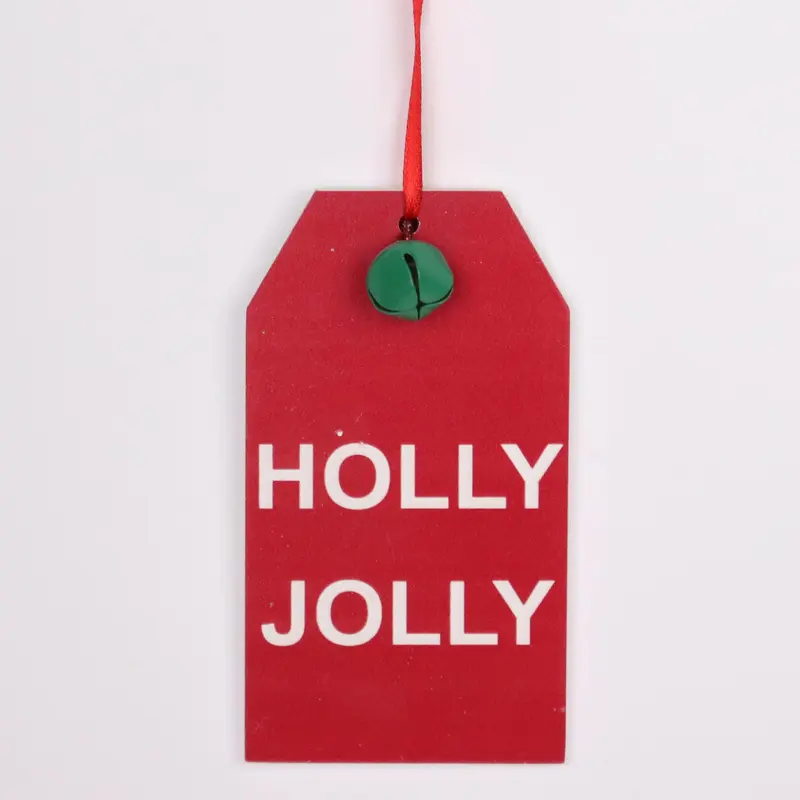 "Holly Jolly" tag ornament