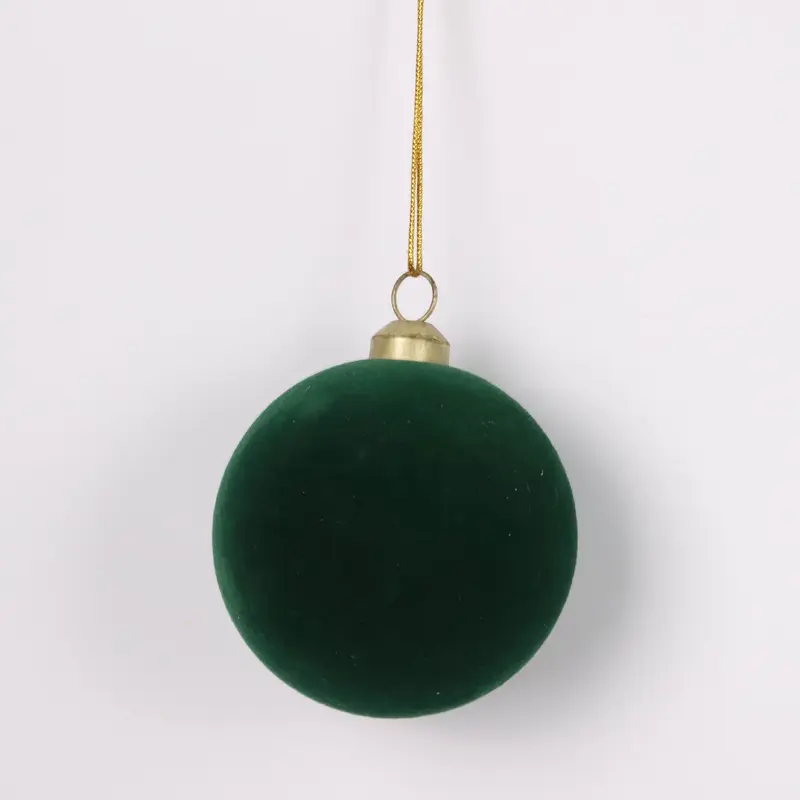 Plastic flocked blue ball ornament