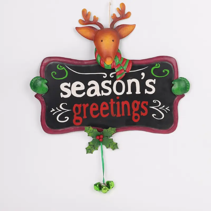 "Season's greetings" with reindeer wall hang