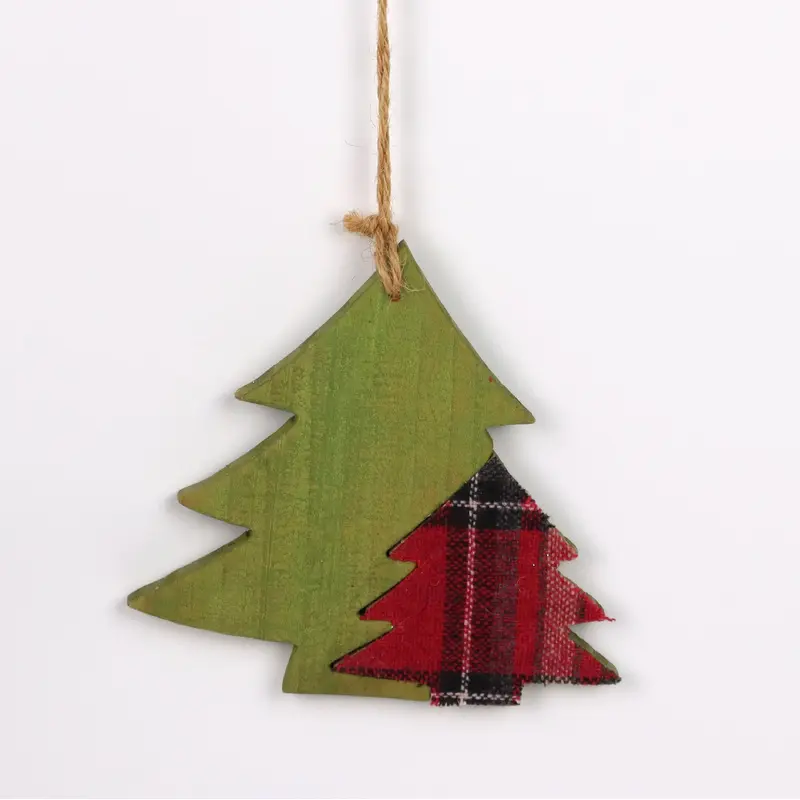 Wood and fabric tree ornament