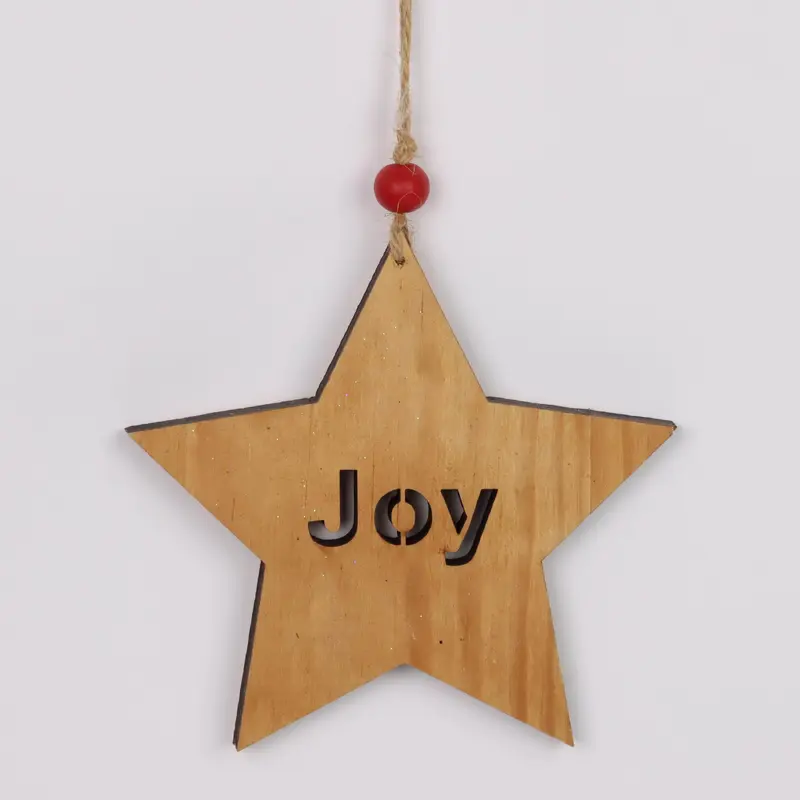 Wooden "Joy" star ornament