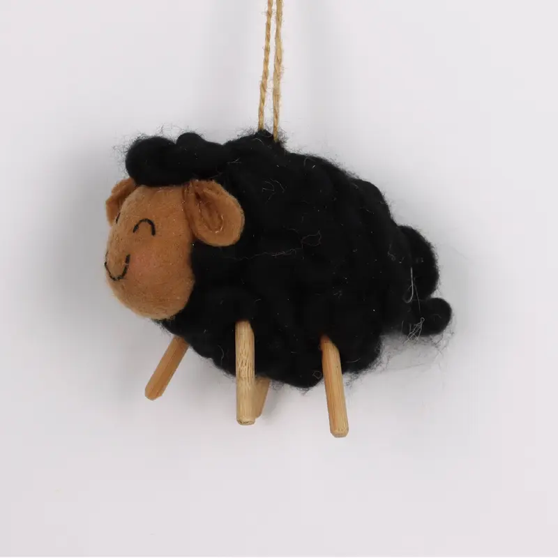 Wool knitted black sheep ornament