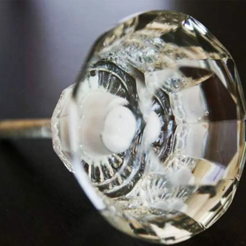 Door knob Glass Faceted Large