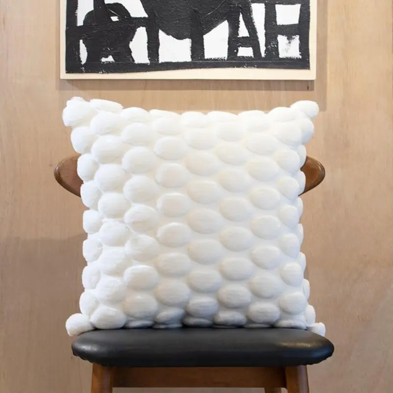 Egg Velvet Cushion White