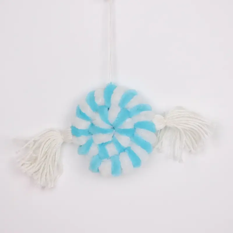 Fabric blue peppermint candy ornament