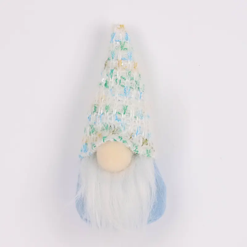 Fabric gnome with blue clothing ornament