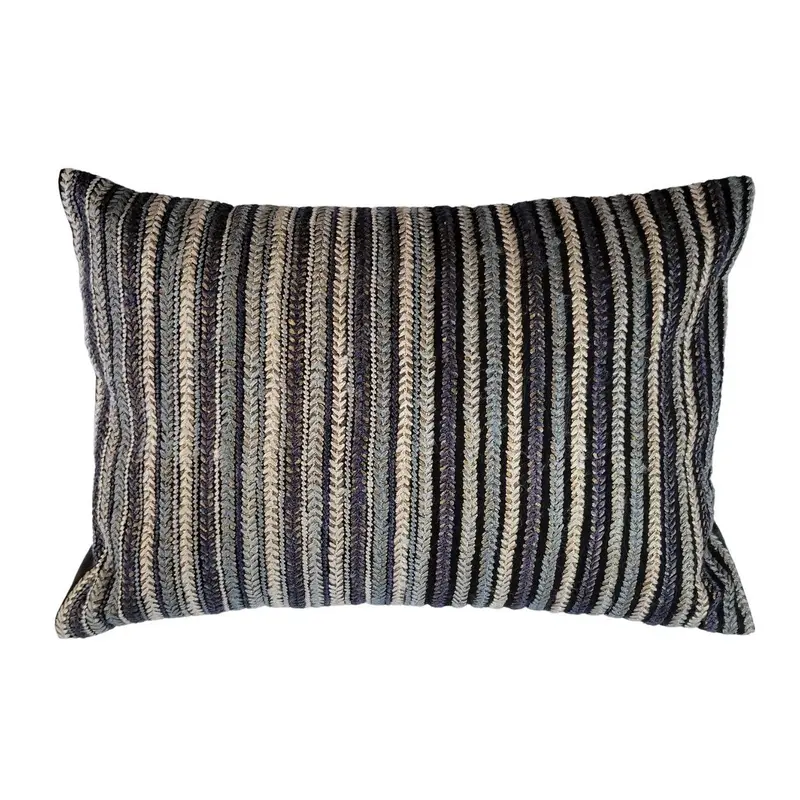 Hand-embroidered Block Print Cushion Stripe