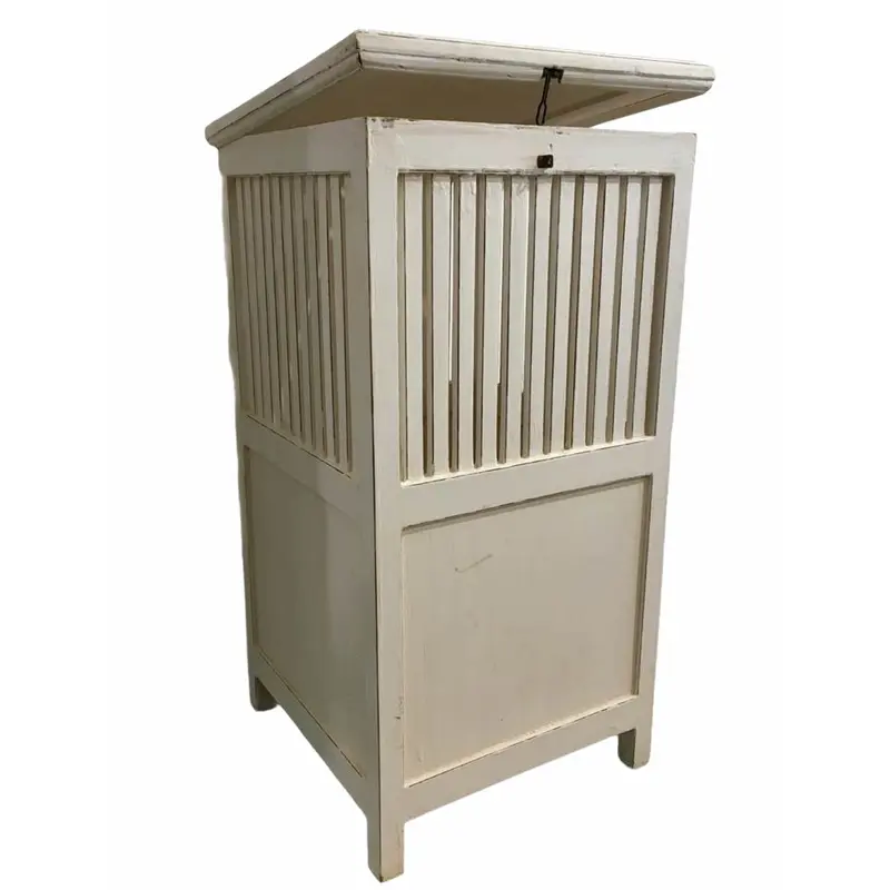 Laundry Box Teak Wood in White