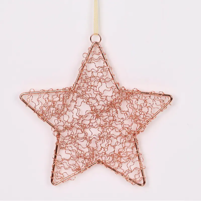 Pink metal wire star ornament