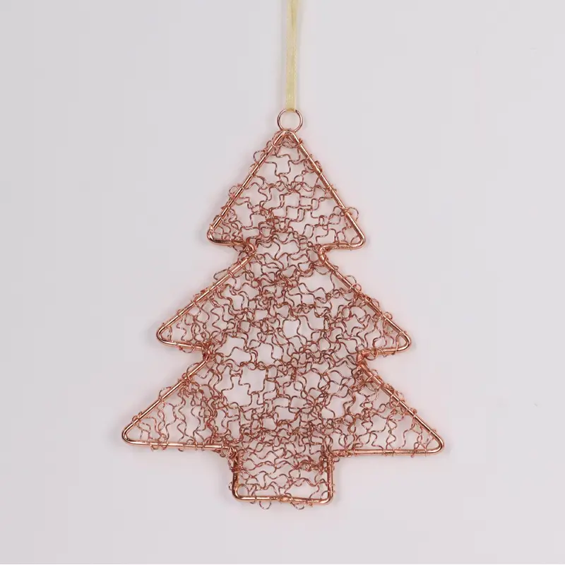 Pink metal wire tree ornament