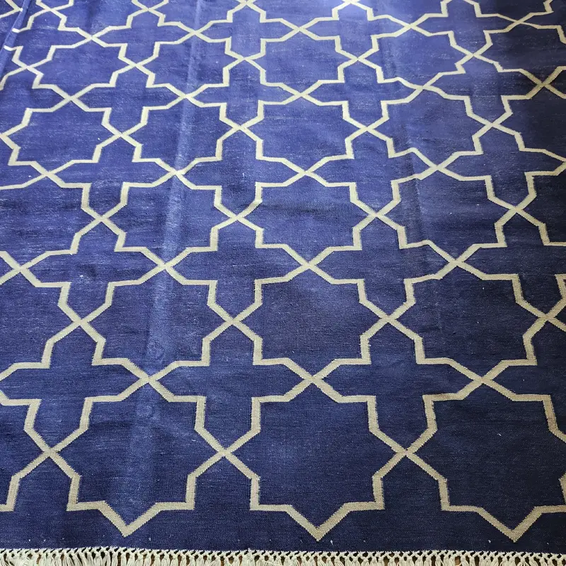 Rug Cotton Dhurry Navy Jali