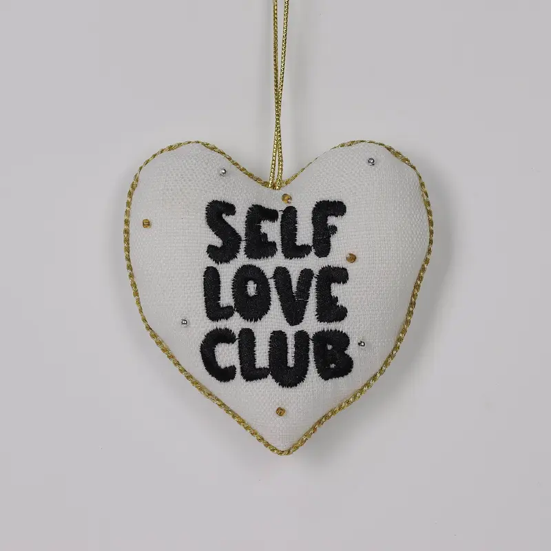 "Self, love, club" heart ornament