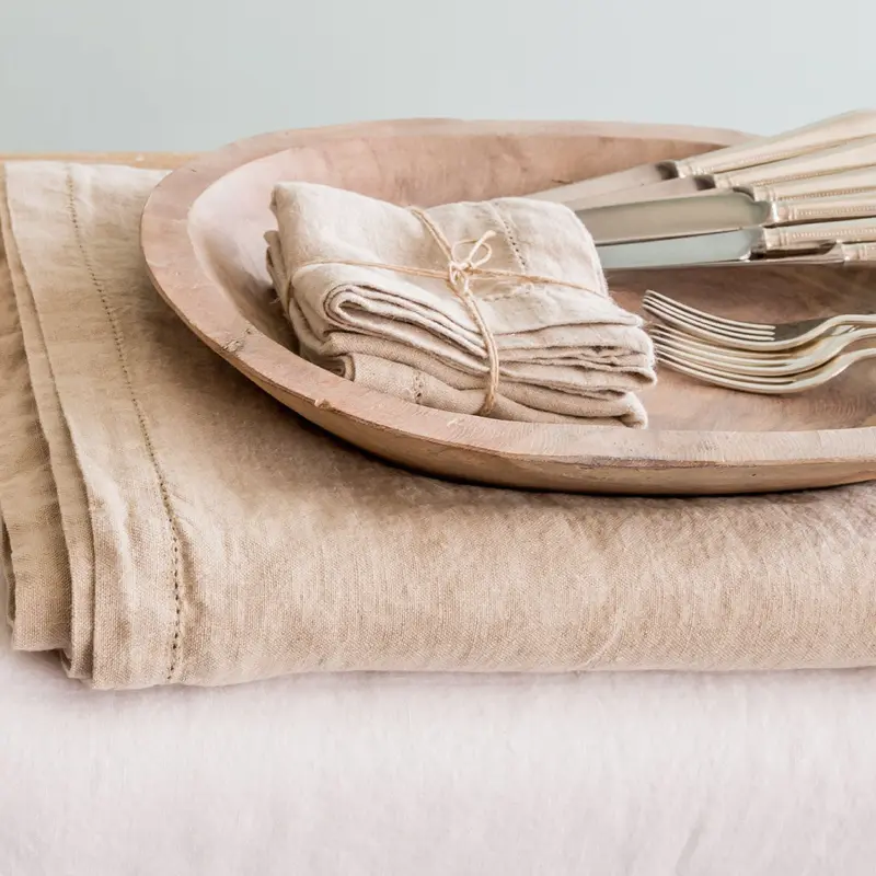 Tablecloth Hemstitch Linen Natural