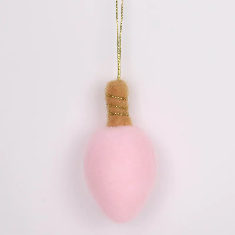 Wool pink lightbulb ornament