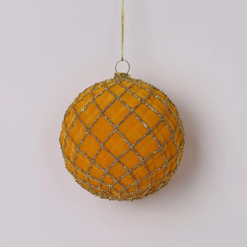 Yellow Flocked Beaded Ornament