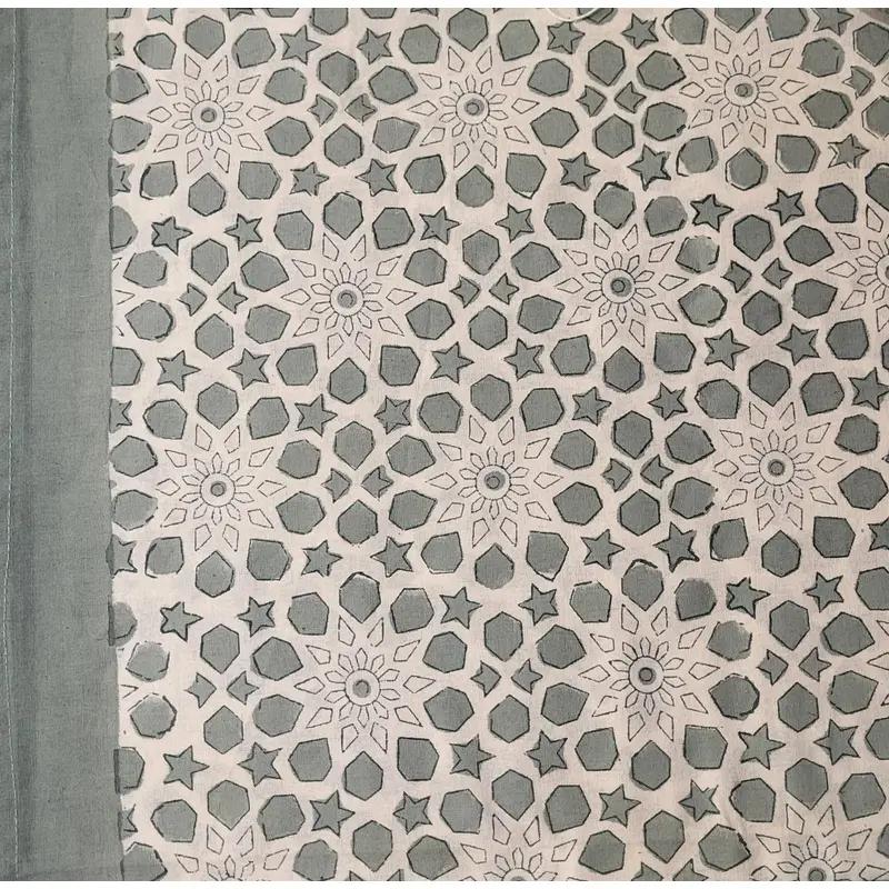 Block Print Tablecloth Green Star