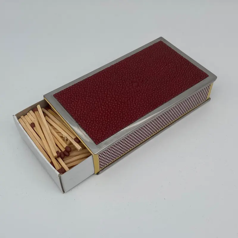 Faux Shagreen Match Box Red