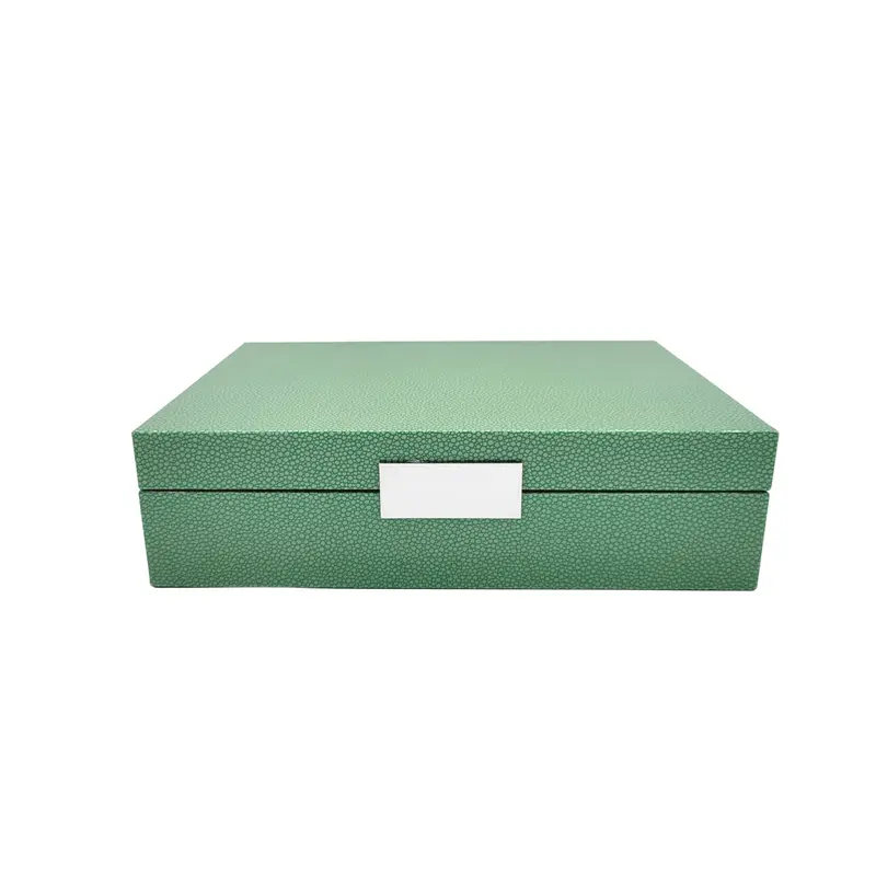 Green Lacquer Watch Box with Silver Clasp