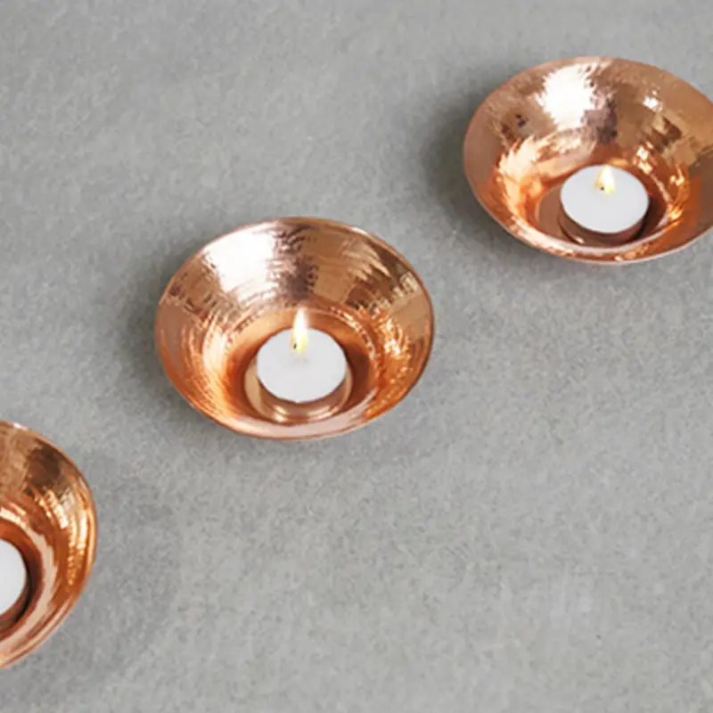 Hand Beaten Glimmer Tea Light Holder