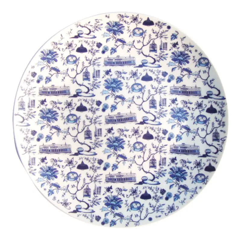 HK Toile 10.5" Dinner Plate Blue