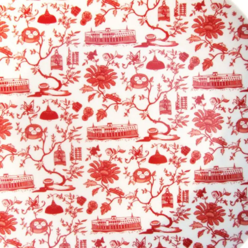 HK Toile 10.5" Dinner Plate Red